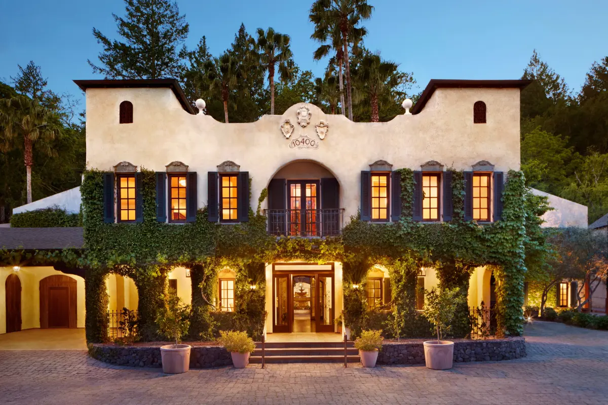Ivy-covered Mediterranean-style facade of Kenwood Inn and Spa in the Sonoma Valley